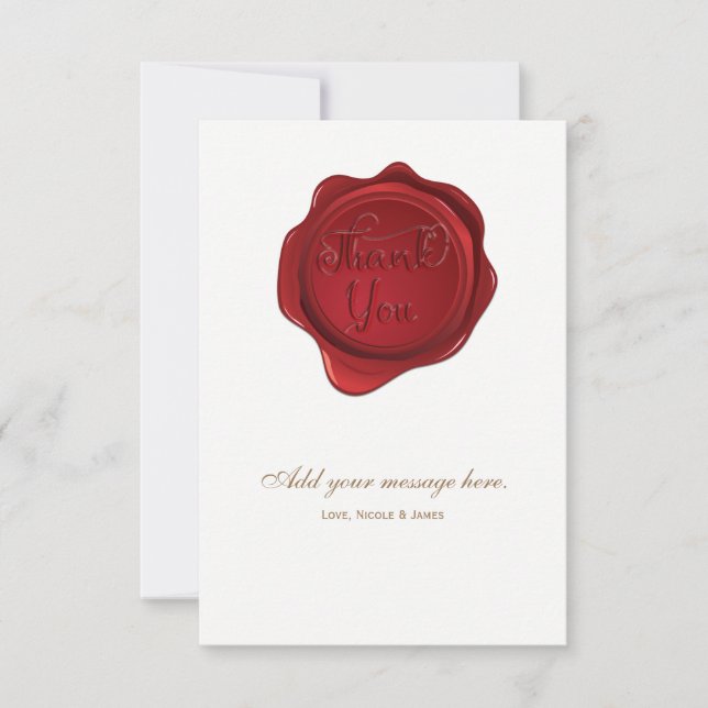 Sceau de cire rouge Élégant Merci de Mariage offic (Devant)