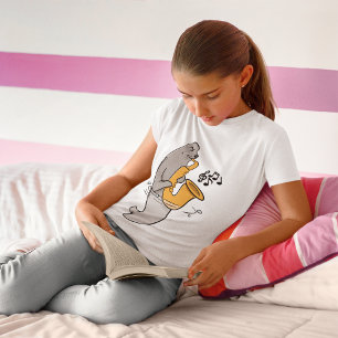 Sceau Jouant Le T-shirt Saxophone