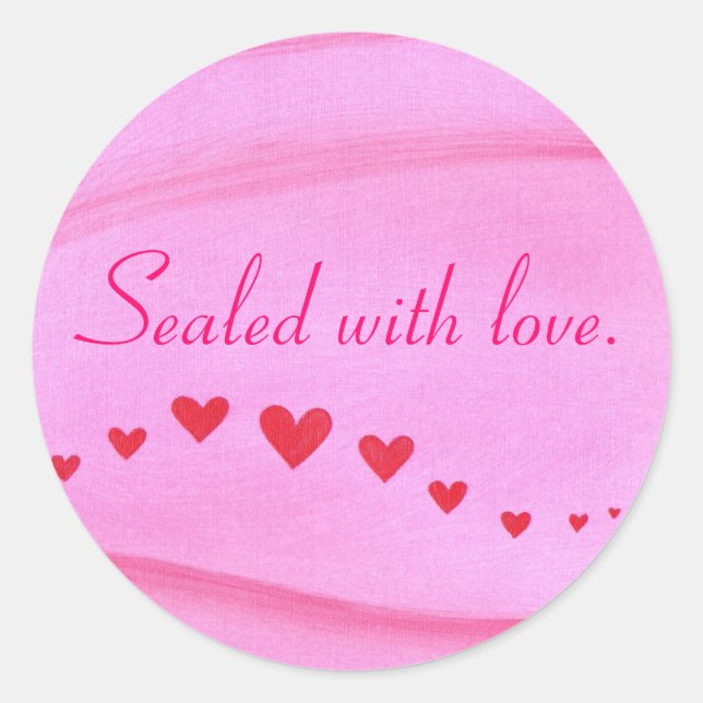 Scellé avec amour Vague de Coeurs rouges Stickers (Devant)