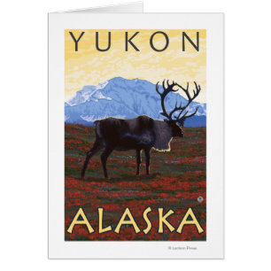 Scène de caribou - le Yukon, Alaska