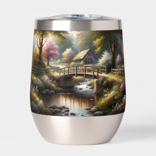 Scène de cottage printanier Cottagecore avec un po