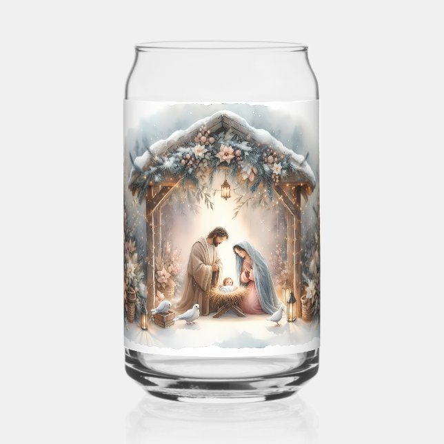 Scène de la Nativité rustique avec fleurs d'hiver (Recto)
