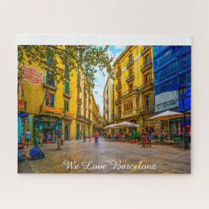 Scène De La Rue De Barcelone. Jigsaw Puzzle