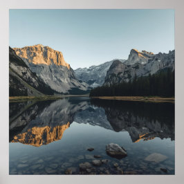 Scène de miroir alpin - Affiche de paysage paisibl