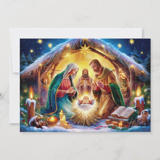 Scène de Nativité Baby Jesus Carte de Noël #3 (Devant)