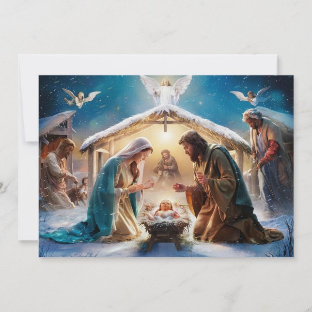 Scène de Nativité Baby Jesus Carte de Noël #4 (Devant)