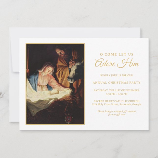 Scène de Nativité Église Noël Fête Invitation (Devant)