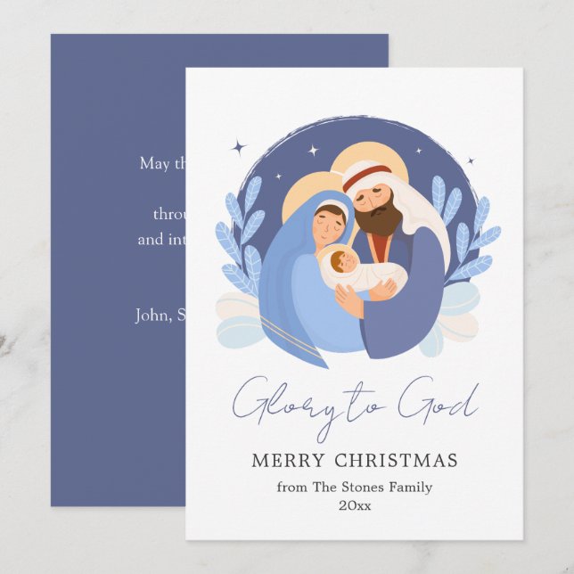 Scène de Nativité moderne Cartes de Noël Non-Photo (Devant / Derrière)