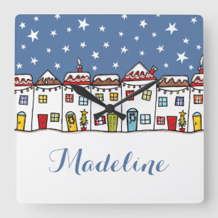 Scène de neige personnalisée Horloge murale