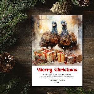 Scène de Noël rustique élégante avec animal carte