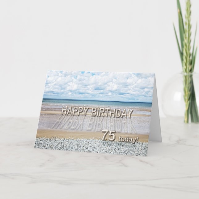 Scène de plage 75ème anniversaire carte avec lettr (Devant)