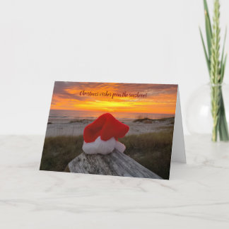 Scène de plage de Noël Carte de voeux