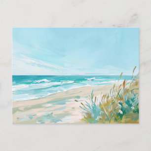 Scène de plage estivale carte postale d'art côtier