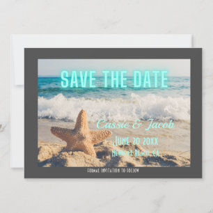 Scène de plage moderne et néon Save the Date
