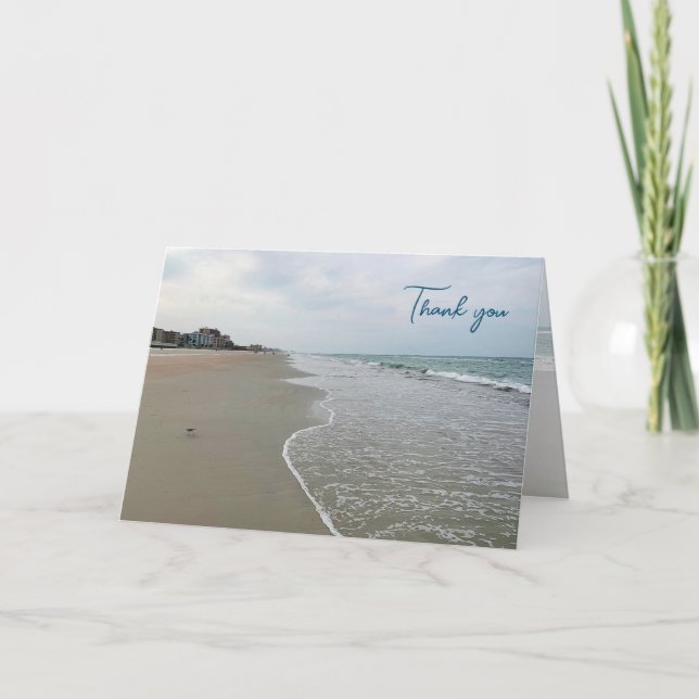 Scène de plage pliée Carte de remerciements person (Devant)