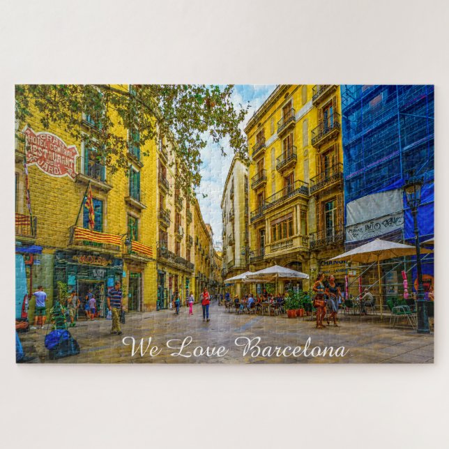 Scène de rue à Barcelone. Puzzle (Horizontal)