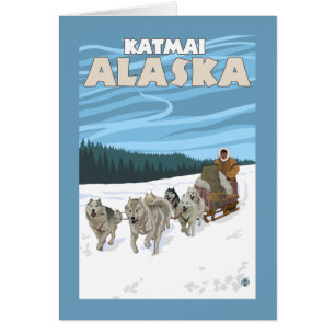 Scène de traînée de chien - Katmai, Alaska