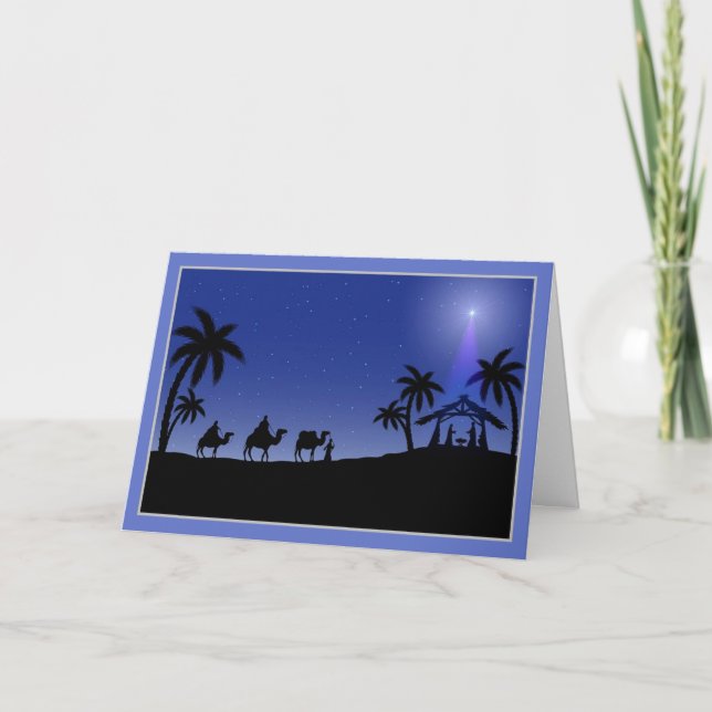Scène des Rois Mages sur carte de Noël (Devant)