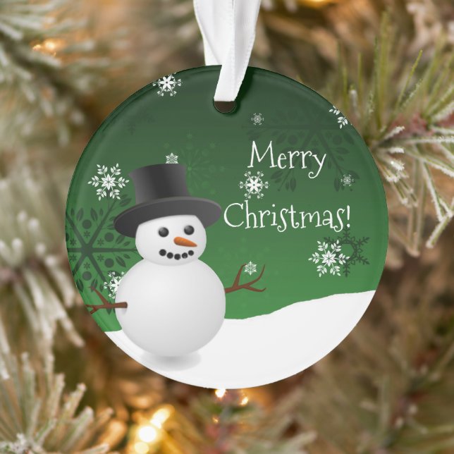 Scène d'hiver de Snowman vert Ornement de Noël (Arbre)