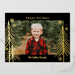Scène d'hiver Foil Carte postale Fête Famille Réun