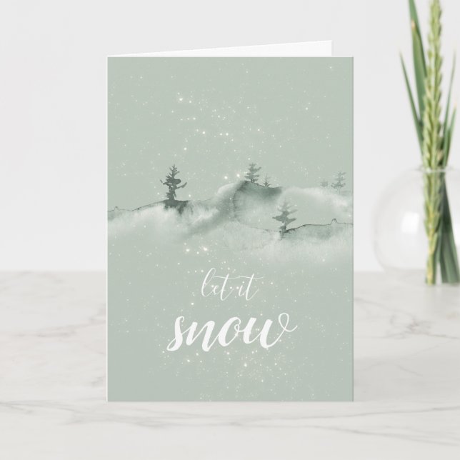 Scène D'Hiver Laisser Il Neige Carte De Noël (Devant)