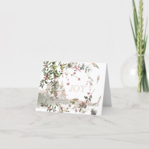 Scène d'hiver Pink Berry Branches Carte de Noël