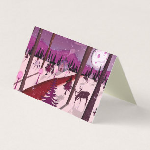 Scène d'hiver violet 25 Pack Cartes de Noël