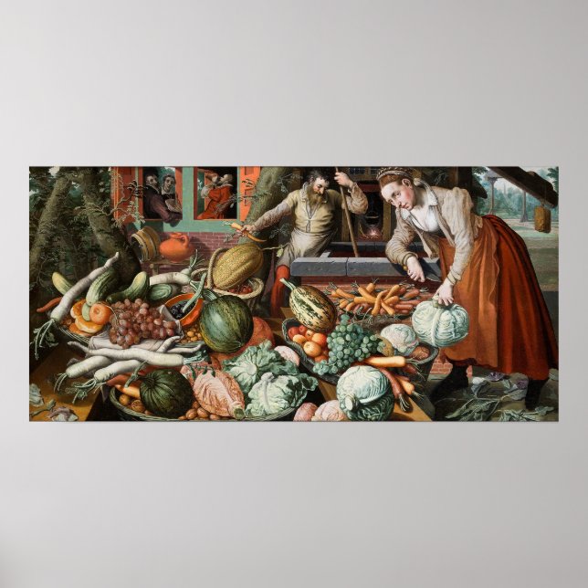 "Scène du marché" poster d'art vintage (Devant)