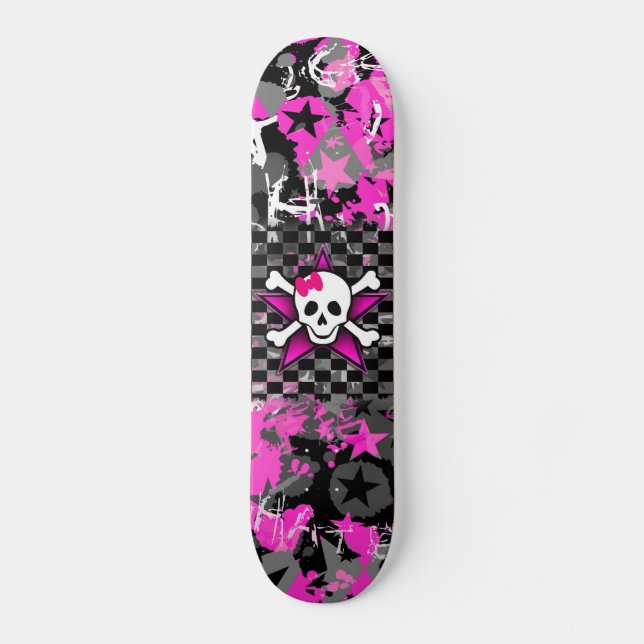 Scene Kid Girly Skull Skateboard Deck (Vorderseite)