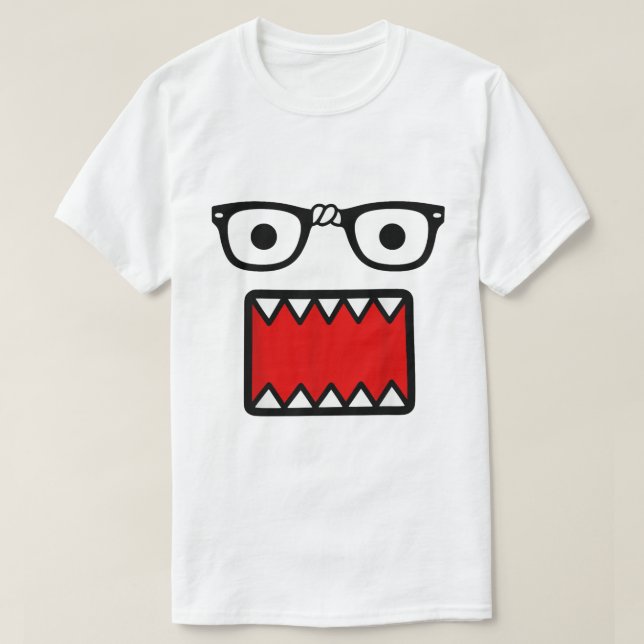 Scene Kid Glasses & Cartoon Mouth Design T-Shirt (Design vorne)