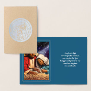 Scène Nativité Luxe Véritable Foil Cartes de Noël