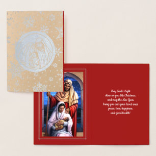 Scène Nativité Luxe Véritable Foil Cartes de Noël