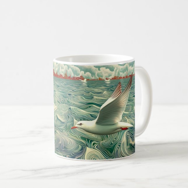 Scène Océanique Avec Mug De Café De Mouette (Devant droit)