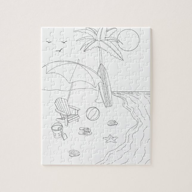Scène Plage Adulte Coloriage Puzzle (Vertical)