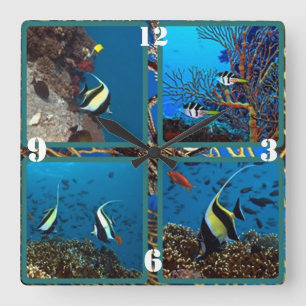 Scènes de poissons tropicaux Horloge murale