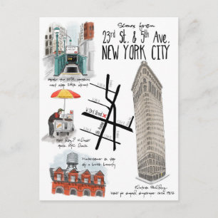 Scènes des 23ème et 5ème Ave New York City Carte p