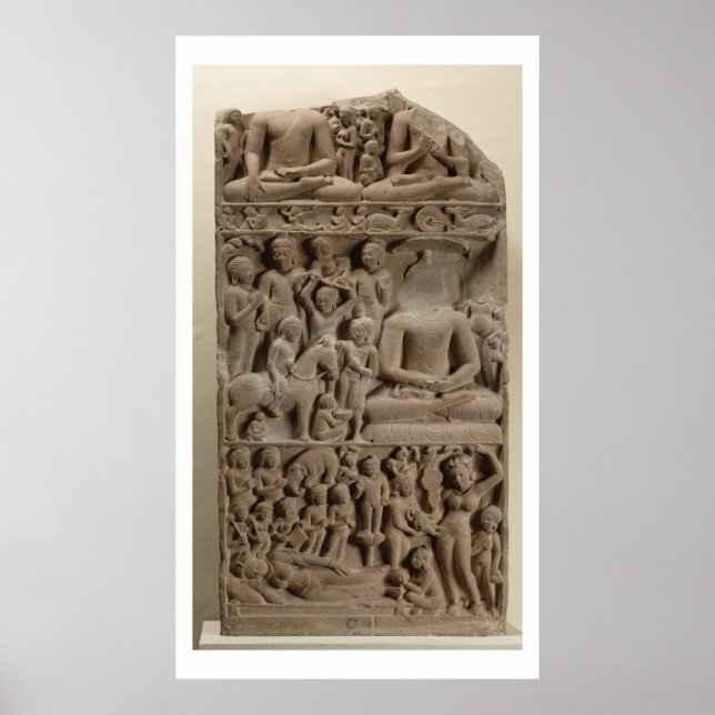 Scenes from Buddha's life, Sarnath, Uttar Pradesh Poster (Vorne)