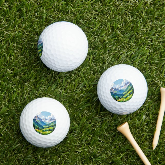 Scenic Alpine Landscape – Lush Valley and Snow Golfball (Insitu Gras)