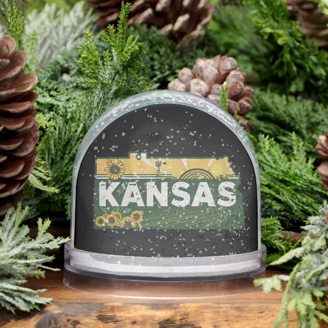 Scenic Kansas Retro Silhouette  Schneekugeln (Winter)