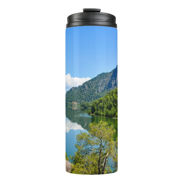 Scenic Lake Mountain Reflection Photo Thermosbecher (Vorderseite)