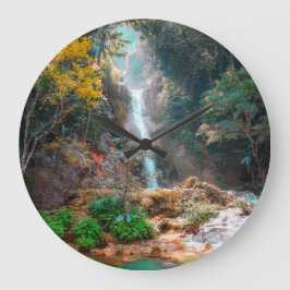 Scenic Nature Fantasy Waterfall Große Wanduhr