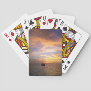 Scenic playing cards with gorgeous sunset & boat spielkarten