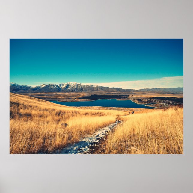 Scenic view in Mt. John summit view point,  Lake T Poster (Vorne)