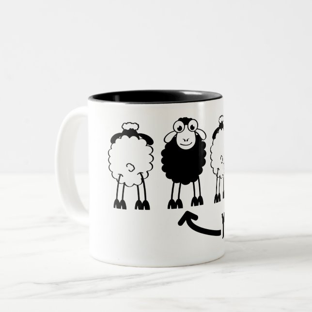 Schaap, witte of zwarte schapen van de familie zweifarbige tasse (Vorderseite Links)