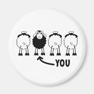Schaap, witte von zwarte schapen van de familie magnet