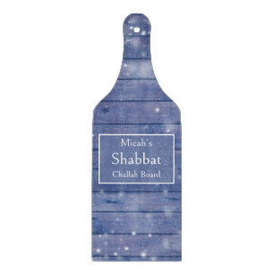 Schabbat-Challah-Board, blaues Holz, rustikales Ba Schneidebrett