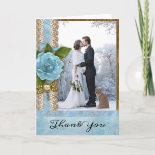 Schabbig Chic Hochzeitsfoto Danke Karte