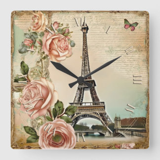 schabby paris chic! quadratische wanduhr