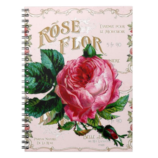 SCHABBYCHISCHE Englische Rose Vintag rosa Notizblock (Vorderseite)