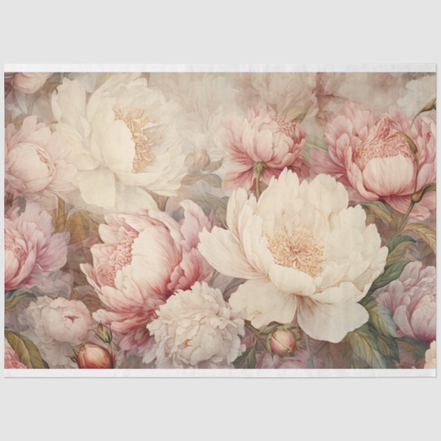 SCHABBYROMANTISCHE ROSE UND FRISCHE DEKUPFUNG SEIDENPAPIER (Vorderseite)